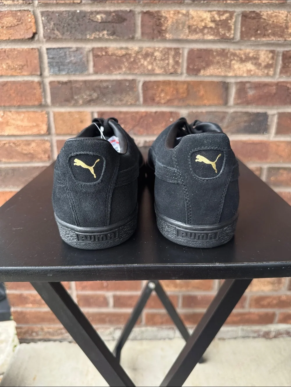 Puma Black Suede Men's Low-Top Sneakers with Gold Branding. NO BOX